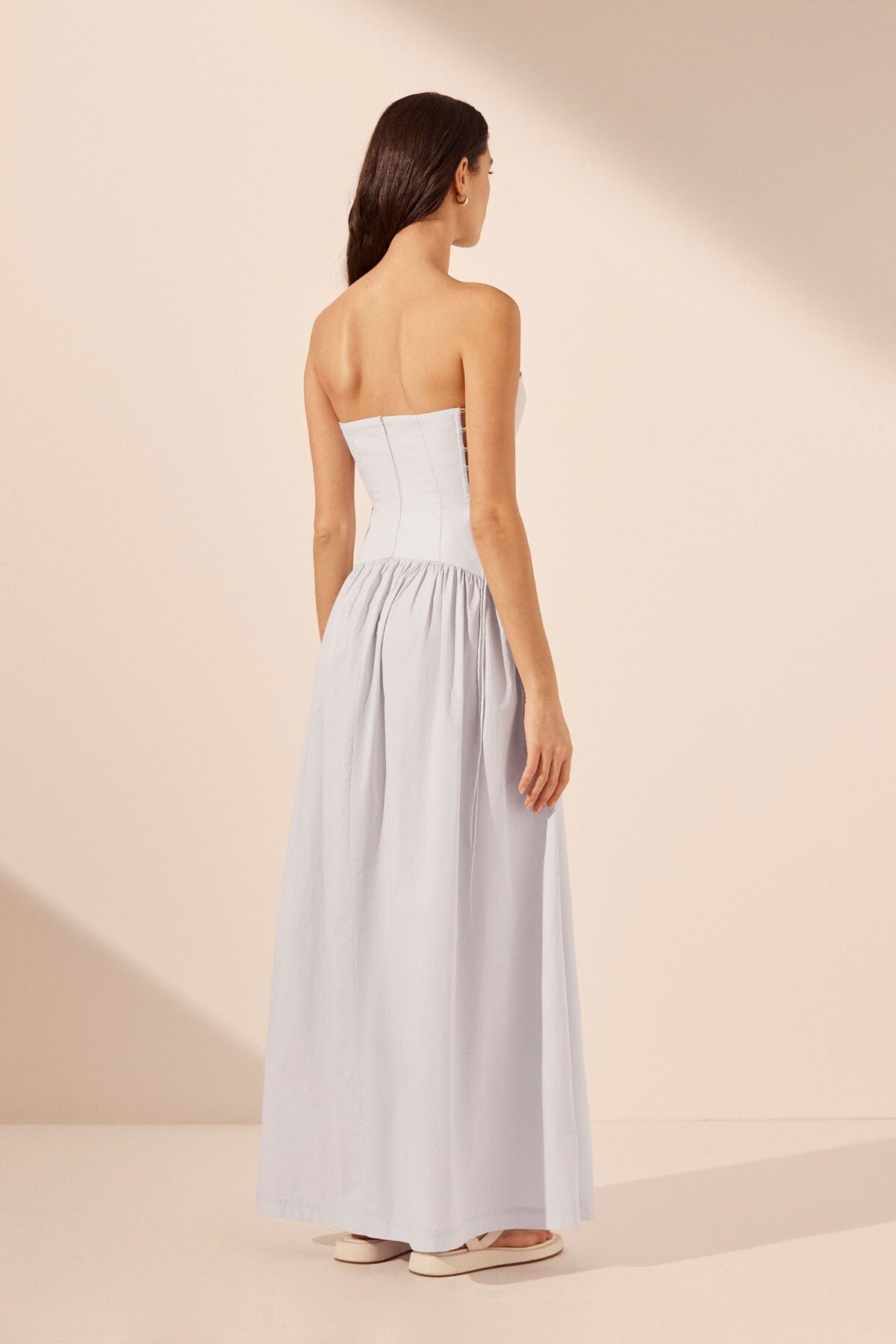 Amada Lace Up Strapless Maxi - Ice Blue Clothing Shona Joy 