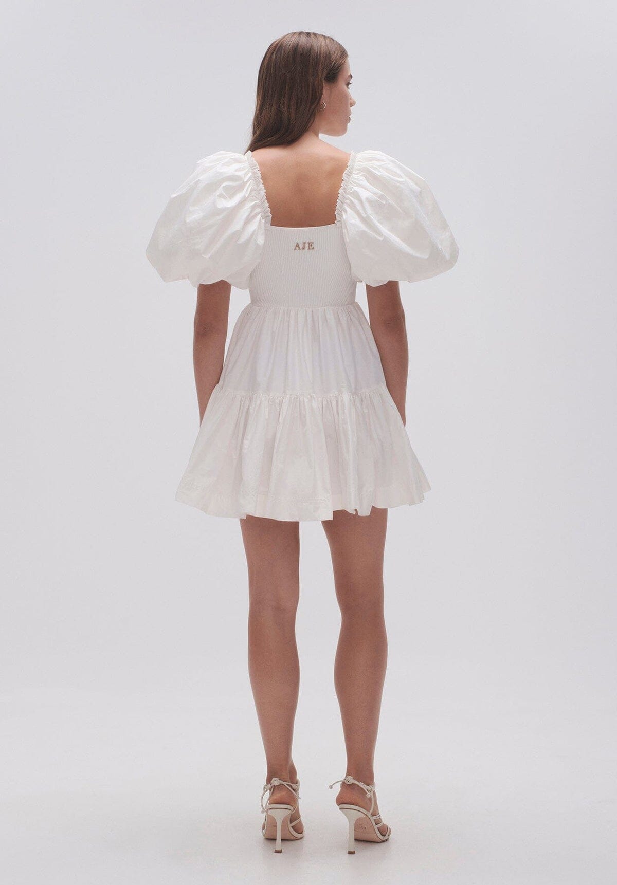 Casa Puff Sleeve Mini Dress - White Clothing Aje 
