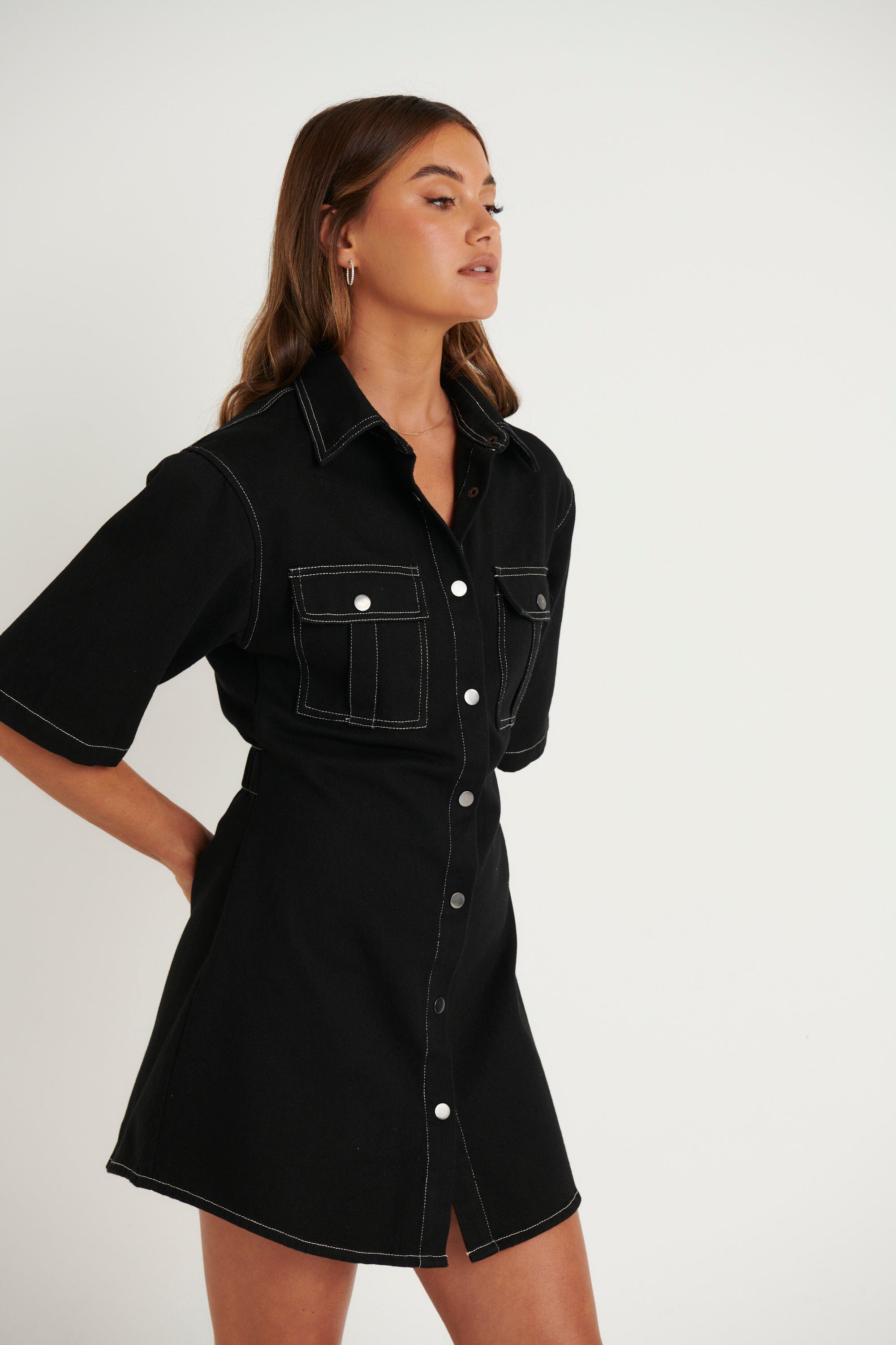 Kaneisha Denim Dress Black Dresses Bronze Snake 