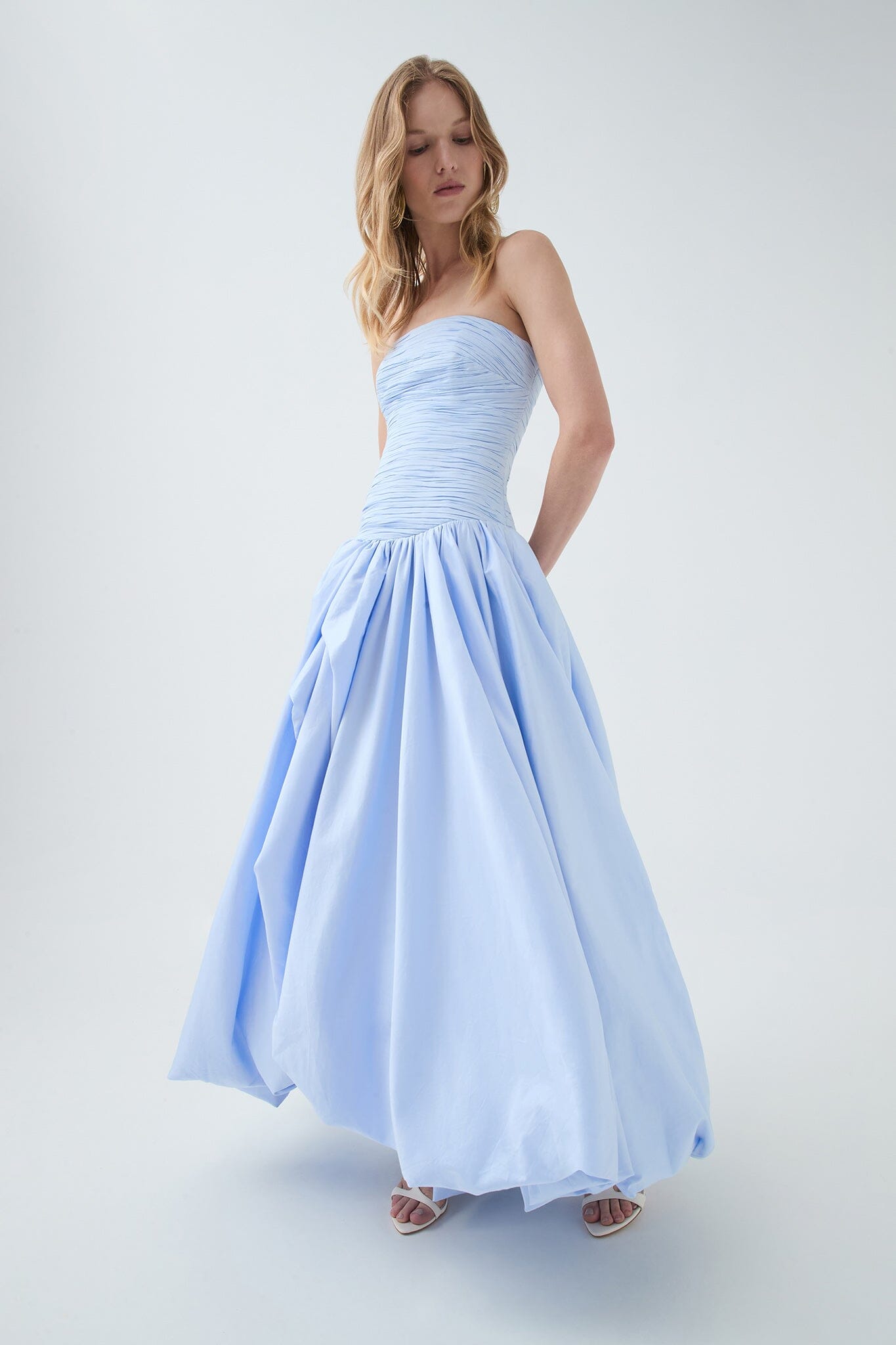 Violette Bubble Hem Maxi Dress - Blue Clothing Aje 
