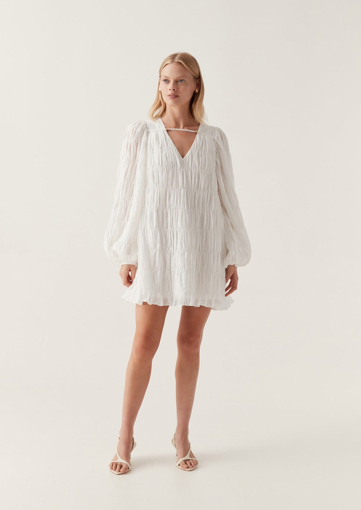 Evelina Ruched Mini Dress - Ivory dresses Aje 