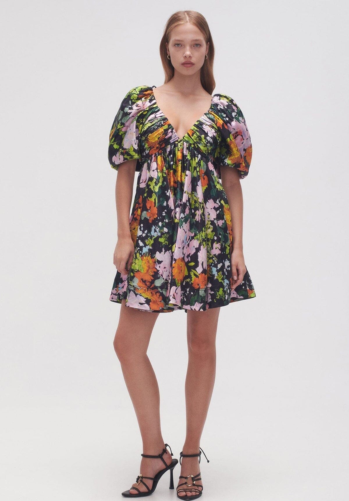 Gabrielle Plunge Mini Dress - Floral Clothing Aje 