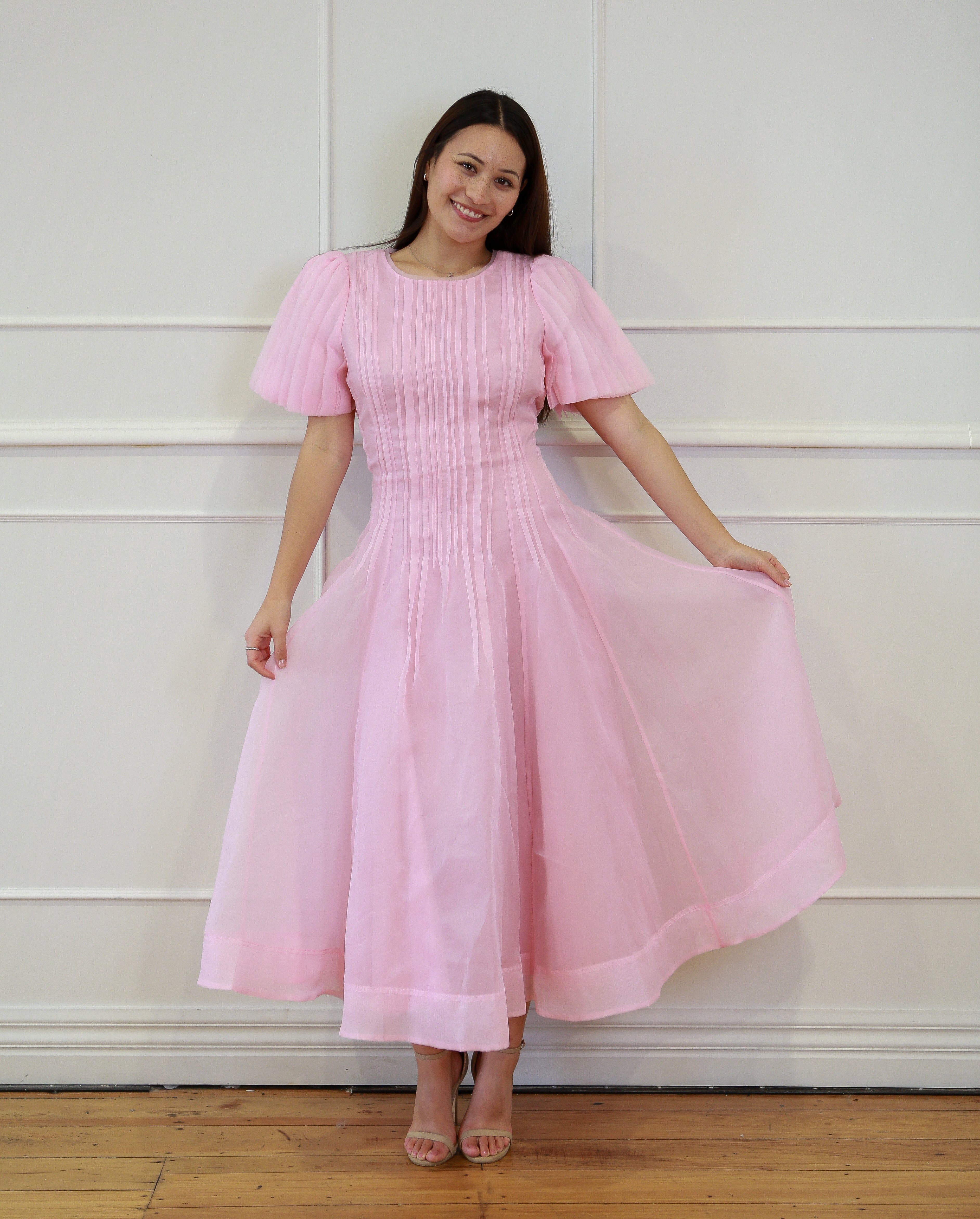 Nova Pleated Midi Dress - Pink Clothing Aje 