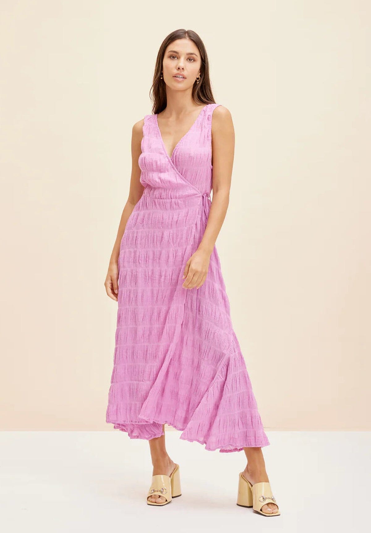 Mirella Sleeveless Wrap Dress - Pink Clothing Ruby 