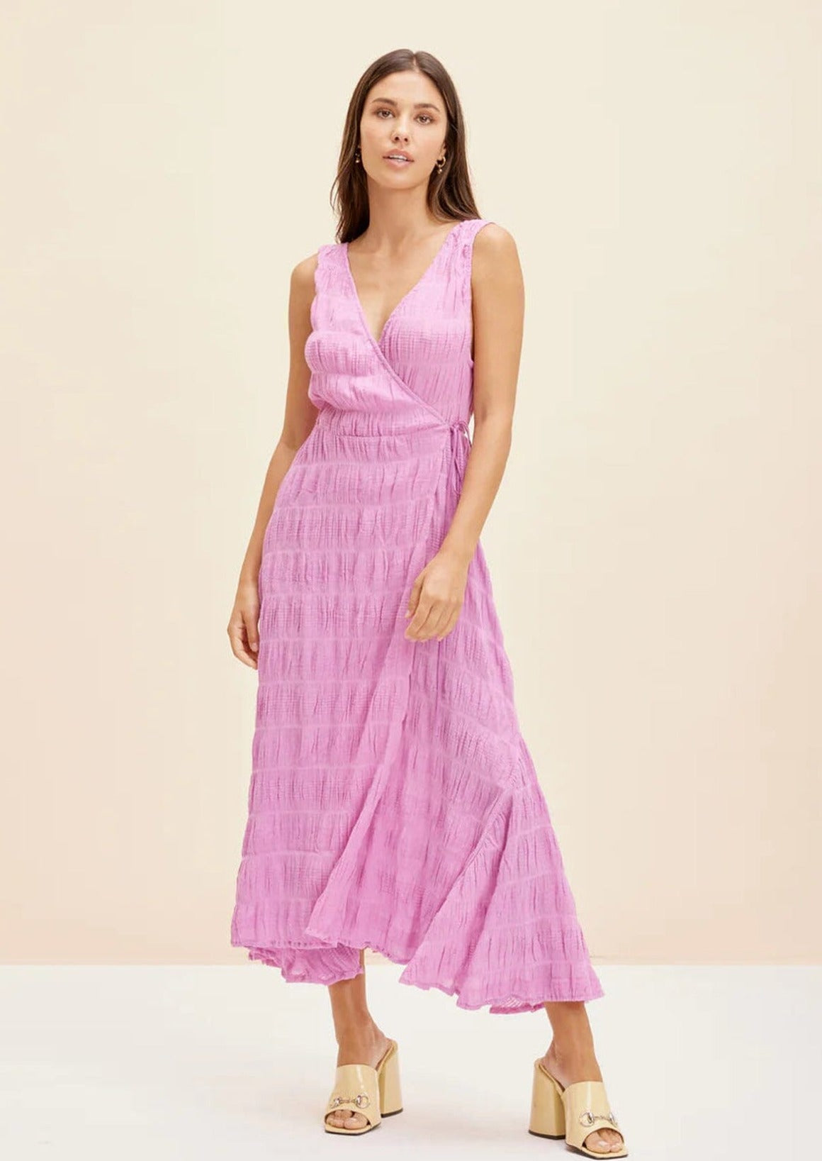 Mirella Sleeveless Wrap Dress - Pink Clothing Ruby 