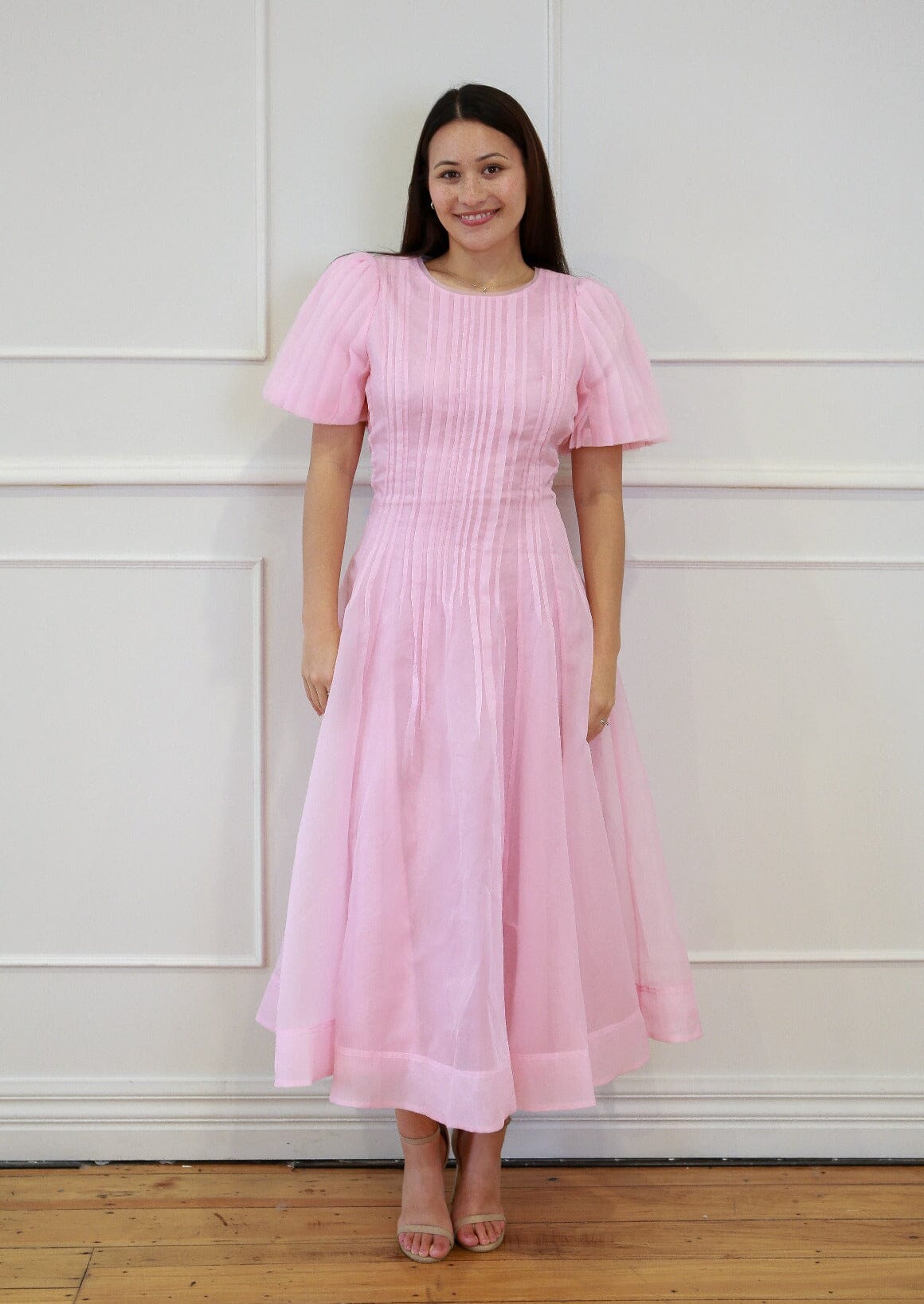 Nova Pleated Midi Dress - Pink Clothing Aje 