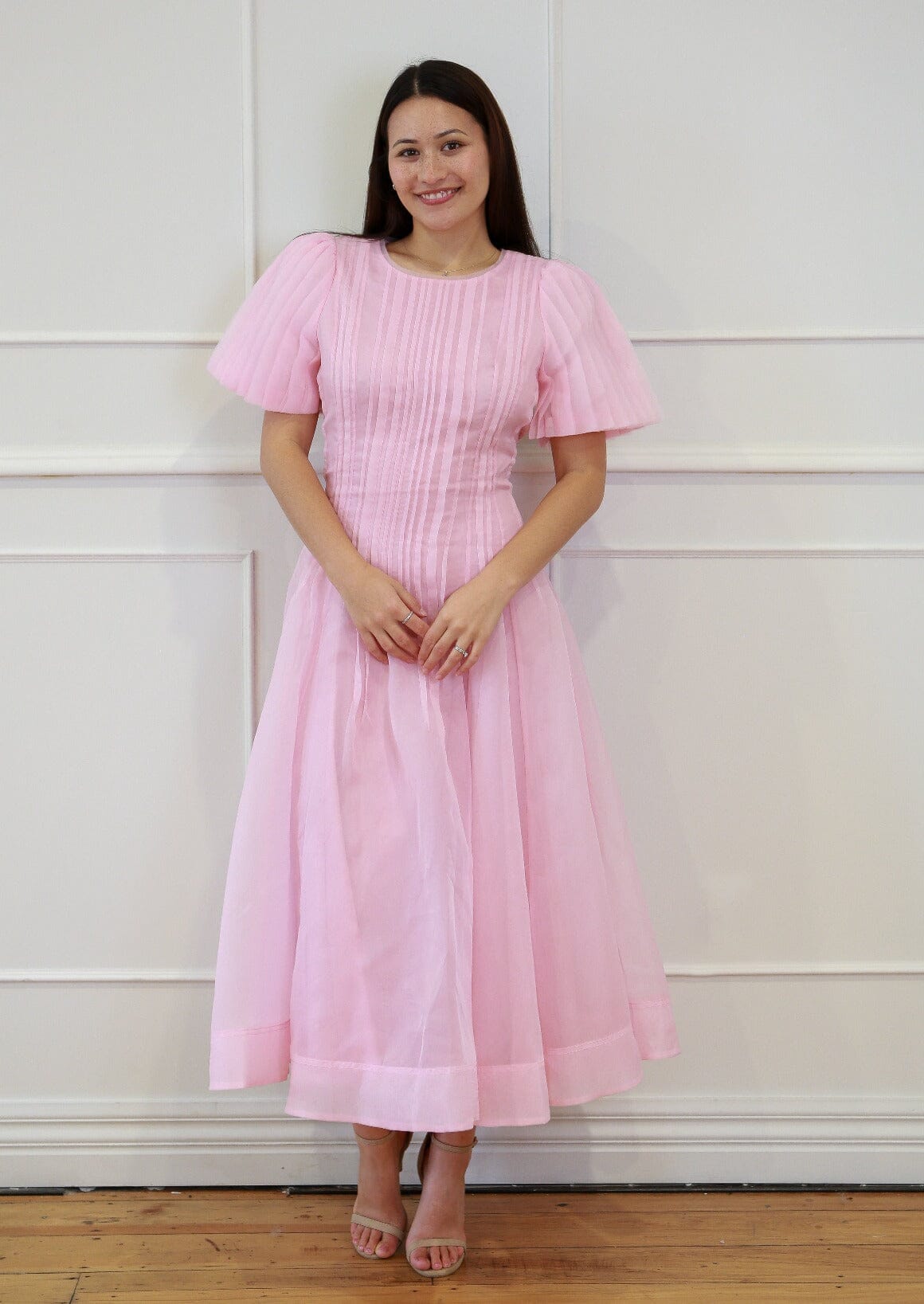 Nova Pleated Midi Dress - Pink Clothing Aje 