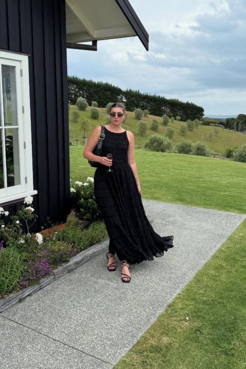 Rosewood Ruched Gown - Black dresses Aje 