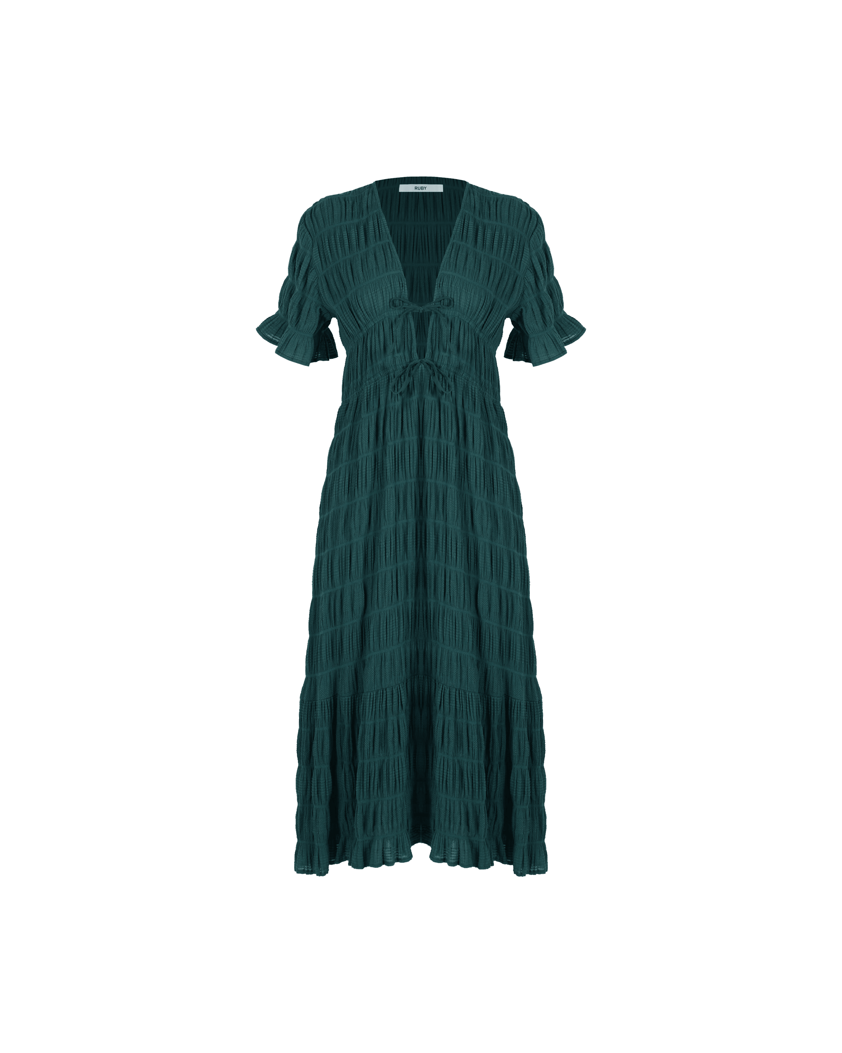 Mirella V-Neck Dress - Forest Green Clothing RUBY 