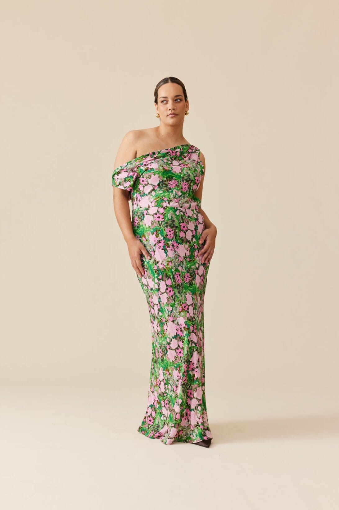 Melon Maxi Dress - Pink Green Floral Clothing RUBY 