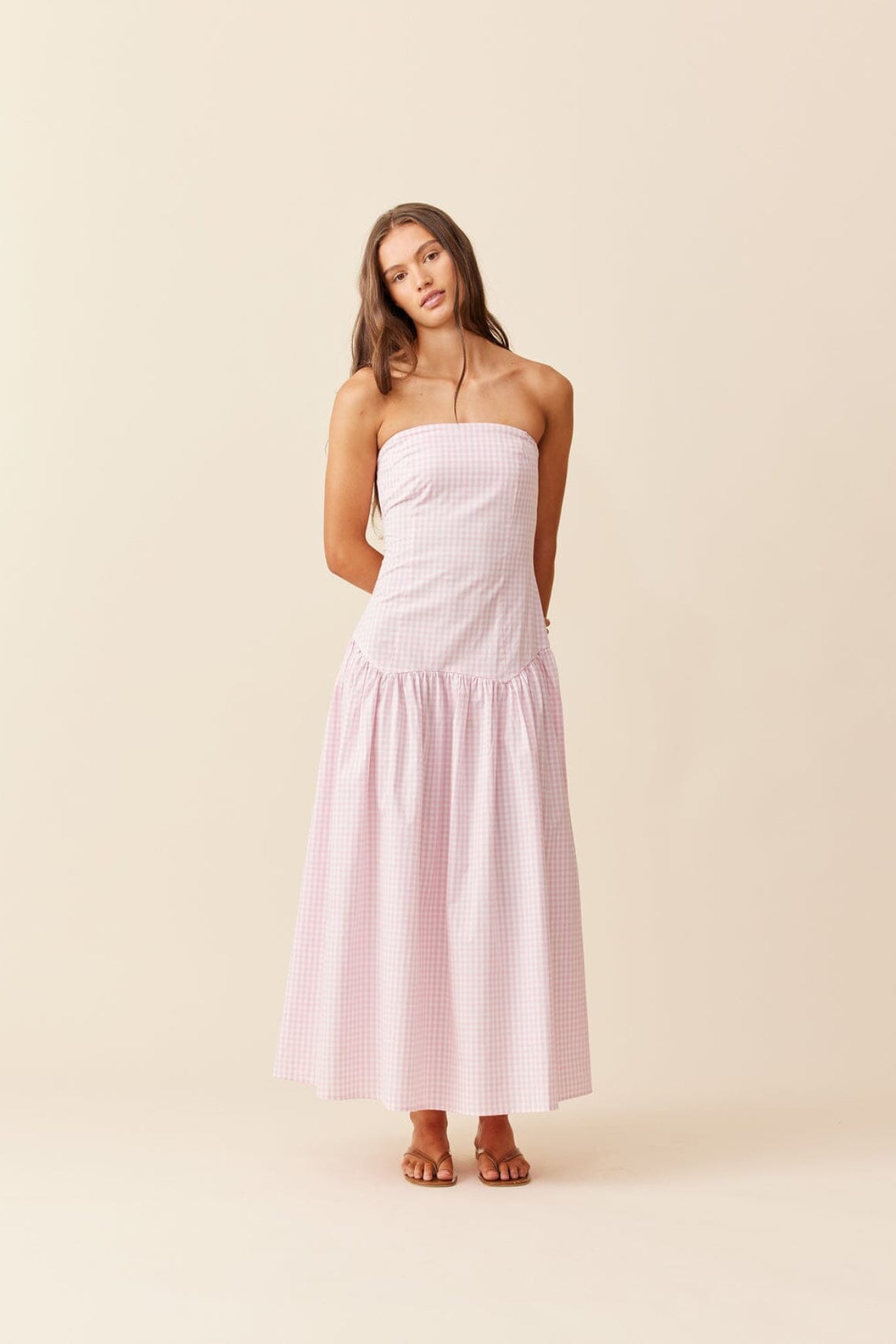 Trulli Maxi Dress - Pink Gingham Clothing Ruby 