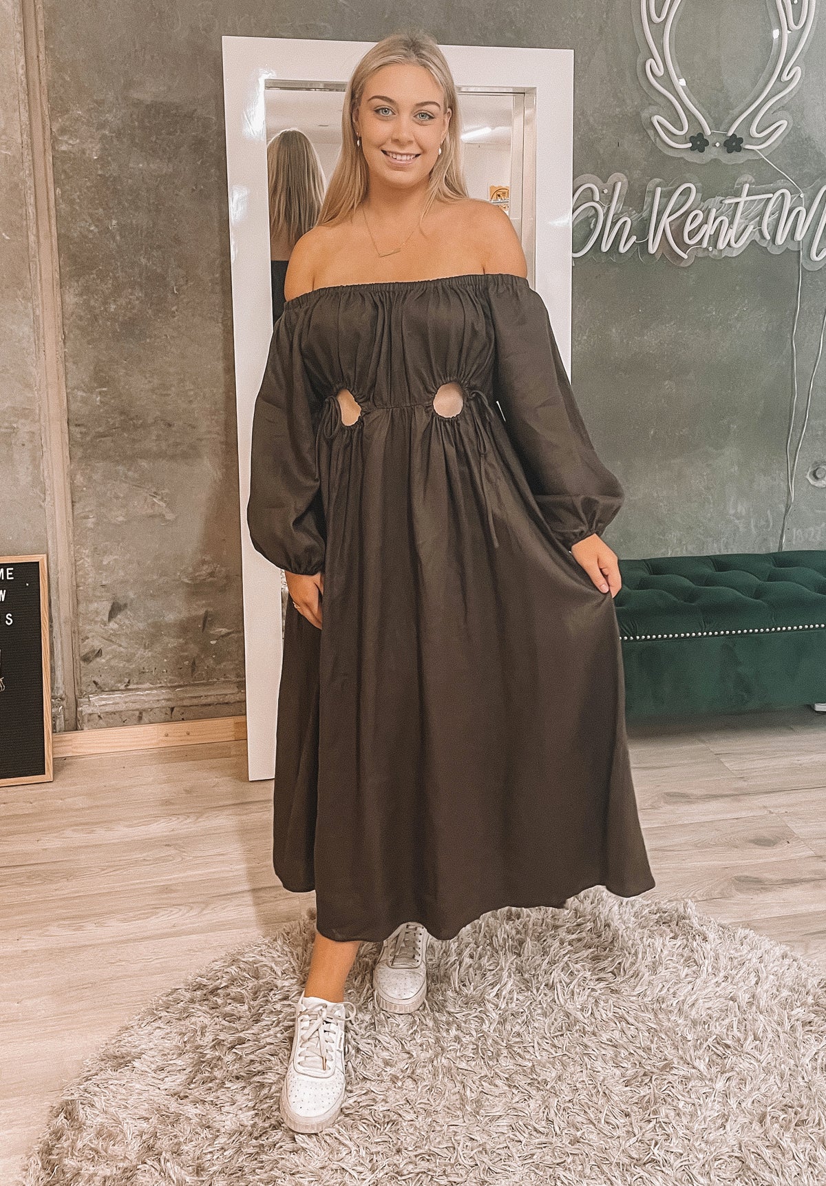 Manon Dark Chocolate Linen Midi Clothing Dissh 